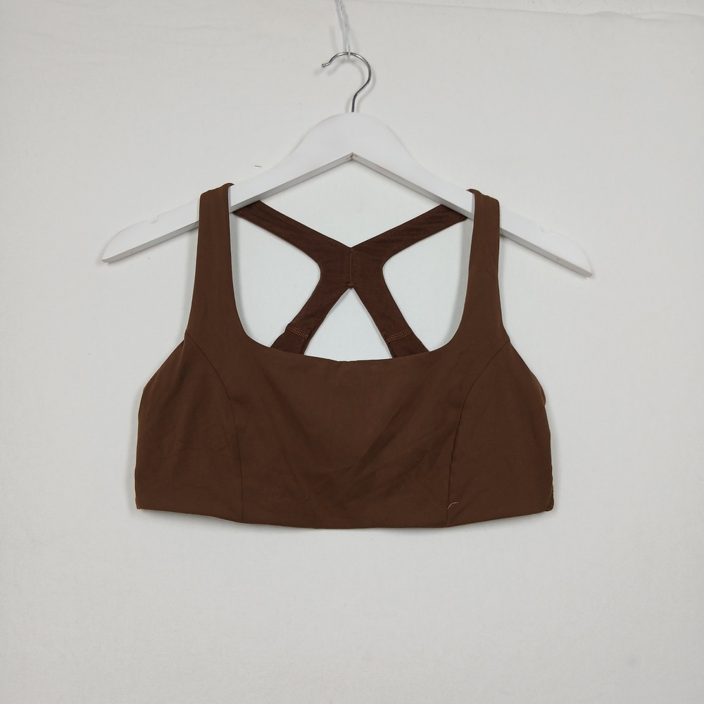 Lululemon Wunder Train Strappy Bra Java Brown Medium Support C/D Cup Size 10